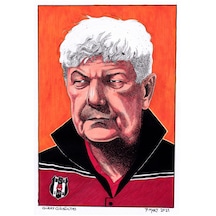 Mircea Lucescu - Siyah Ahşap Çerçeveli Orijinal Çizim
