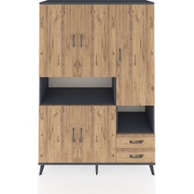 Hyperion Dolap 10 Raflı 2 Çekmeceli 5 Kapaklı 132x44x195 Antrasit-çam/çam Atlas Çam/atlas Çam