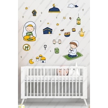 Dua Eden Çocuklar Ramazan Temalı Duvar Sticker Seti, Cam Ve Duvar Süsleri, Çocuk Odası Dekorasyonu Diğer