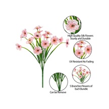 6lı Set Yapay Çiçek Sazlı Mine Pembe Renk 5 Dallı 33cm