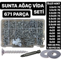 671 Adet Sunta Ağaç Vidası Pul Ve Uç Seti