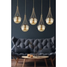 Begüsa Lapis 5.li Sıralı Avize Eskitme Bal Camlı Avize