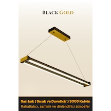 Vega Gold Lineer Led Sarkıt Avize Kumandalı Dim Edilebilir Aşağı Işık Sarı Işık