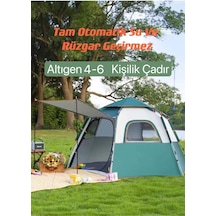 Tam Otomatik Su Ve Rüzgar Geçirmez Gölgelikli Altıgen Çadır Aile Çadırı 280 240 155 Cm Yeşil