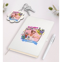 Kişiye Özel Fotoğraflı Doğum Günü Beyaz Defter Kalem Ve Anahtarlı N11.20486