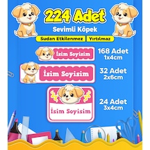 Sevimli Köpek Temalı Okul Kreş Kişiye Özel İsim Etiket Seti - Model 415 Çok Renkli