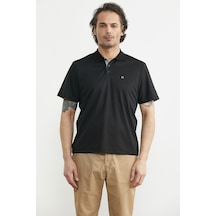 Polo Yaka Pike Kumaş Tişört - Siyah