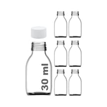 30 Ml Sızdırmaz Kapaklı Şeffaf Shot Şişesi 30 Cc Ginger Şat Beyaz Cam Şişe 6 Adet Kilitsiz Plastik Beyaz Kapak