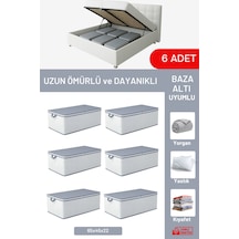 6'li Set - Geometrik Çizgili Büyük Boy Baza Altı & Çekyat Altı Hurç 65 X 45 X 22 Cm Tela 45 X 65 B Diğer