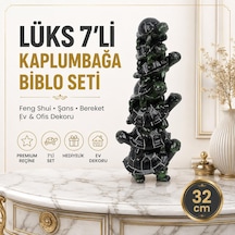 Lüks 7 Li Kaplumbağa Biblo 32 Cm Dekoratif Heykel Şans Feng Shui Ev Ofis Vitrin Hediyesi