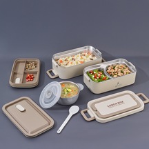 Aryıldız Bento Lunch Box Beige 2000 Ml Ve Sosluk Bej Aryıldız Bento Lunch Box Beige 2000 Ml Ve Sosluk Bej