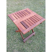 Ahşap İroko Katlanabilir 50x50 Bahçe Ve Balkon Masası Ceviz