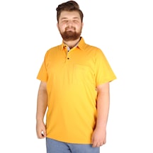 Mode Xl Büyük Beden T-shirt Polo Cepli Lycra Pike Md 20554 Hardal 001