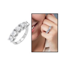 Tesbihane Starlight Diamond Pırlanta Montür U Tasarım 925 Ayar Gümüş Kadın Beştaş Yüzük Beyaz