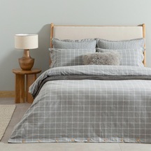 Pedrada %100 Pamuk Extra King Size Nevresim Seti 260x220 Cm Grı Gri