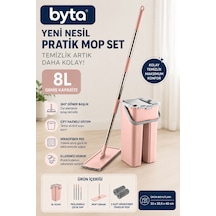 Yeni Nesil Pratik Mop Seti 8 L Çift Hazneli Temizlik Kovası Ve Mikrofiber Flat Mop