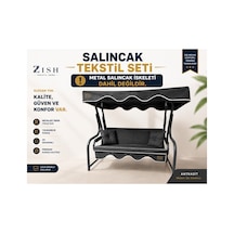 Zishome 3 Kişilik Bahçe Balkon Salıncağı Tekstil Seti 150x48x8 Cm Minder Ölçüsü Oturak Sırt Minderi Ve Tente Takımı Antrasit Metal İskelet Dahil Değildir