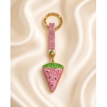 Taşlı Pembe Karpuz Charm Anahtarlık - Çanta Aksesuarı