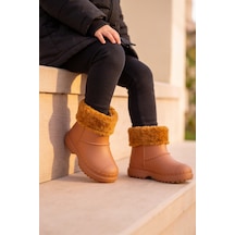 Çocuk Unisex İçi Kürklü Yağmur Çizmesi Açık Kahverengi 30 - 31