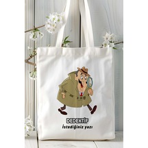 Art Hediye Dedektif Baskılı Bez Omuz Çantası Kişiye Özel Model 7 Çok Renkli