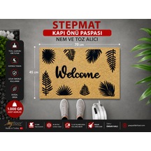 Stepmat Nem Ve Toz Alıcı Velür Coco Kapı Önü Paspası Welcome Kahverengi