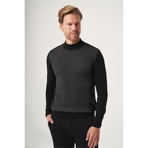 İmza Siyah-füme Balıkçı Yaka Uzun Kol Örme Comfort Fit Pamuklu Kazak 1012265151 Siyah - Füme