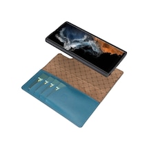 Bouletta Samsung Galaxy S22 Ultra Uyumlu Deri Cüzdanlı Kılıf Brn4