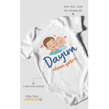 Morivokids Dayım Olsun Yeter Kısa Kollu Bebek Body %100 Pamuk Beyaz