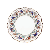 12 Li Yaldızlı Çini Motif Porselen Çay Tabağı Desenli Çay Tabak Beyaz