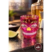 4 Adet Cam Kurukafa Shot Bardak İstanbul Temalı Tasarım, Shot Glass, Viski Shot, 6x5 Cm, Dekoratif Bar Diğer