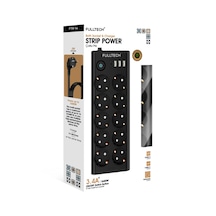 Anahtarlı Akım Korumalı Uzatma Prizi Ftr-14 Çoklu Priz 10 Lu + 3 Usb + 1 Type-c 3680w 16a 2 Metre Kablo 0.2 M