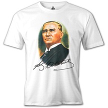 Atatürk Ve İmza Beyaz Erkek Tshirt