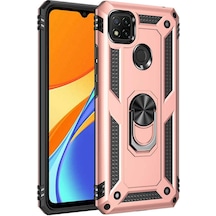 Newface Xiaomi Redmi 9c Kılıf Sofya Yüzüklü Silikon Kapak - Rose Rose