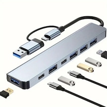8 İn 1 Usb Çevirici Notebook Apple Uyumlu MacBook Type-c Uyumlu Görüntü Aktarıcı Hub 5668