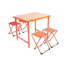 Andoutdoor French 4 Masa ve Sandalye Seti-Turuncu