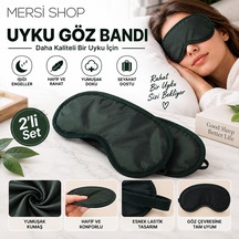 Mersi Shop 2'li Uyku Göz Bandı Işık Engelleyici Yumuşak Hafif Seyahat Ve Dinlenme Göz Maskesi Siyah - Siyah