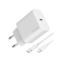 X-level 20w Hızlı Şarj Adaptör Seti - Type-c'den Lightning Kablolu, Pd/qc/pps Destekli, Akım Korumalı, Kompakt, Akıllı Çip, 3a, Xc4045, Beyaz