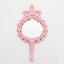 Kına Gecesi Hediyelik Pembe Çiçekli Plastik El Aynası - 5x10.5 Cm 10 Adet