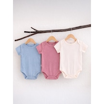 Civil Baby Basıc 3 Lü 0-36 Ay Çıtçıtlı Badi - Pudra Açık Pudra