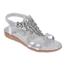 Pullman Comfort Taşlı Kadın Sandalet Gj-1201 Gümüş