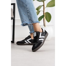 Kadın Düşük Bilek Bağcıklı Sneaker Siyah - Beyaz