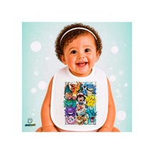 Pokemon Keten Bebek Mama Önlüğü Yumuşak - Emici - Yıkanabilir - Özel Tasarım P159 Çok Renkli