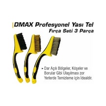3'lü Set Çok Amaçlı Temizleme Fırçası Seti Plastik Saplı Metal Tel Fırça Kir Pas Kireç Mangal Izgara