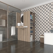 Kenzlife Çamaşır-Kurutma Makinesi Dolabı Biruni Crd 187 110 60 Çekmeceli Raflı Banyo Çok Renkli