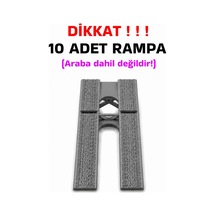 1:64 Ölçek Araba Rampası - Koyu Gri Antresit - Lastik İzli - 10 Adet