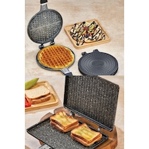 Polochef Granit Waffle Ve Tost Tavası Seti Siyah