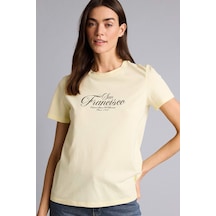 Defacto Baskılı Sarı Kadın T-shirt H2138ax/yl149