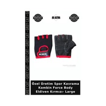 Özel Üretim Spor Kavrama Kombin Force Body Eldiven Kırmızı- Large