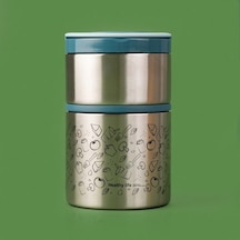 Tantioni 2 Katlı Yemek Termosu - 930 Ml Gri / Yeşil