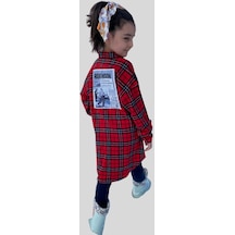 Sırt Baskı Detay Ekose Kız Çocuk Gömlek Çok Renkli